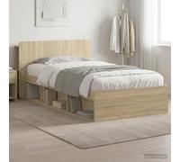 Teenpull Roble Sonoma Cama somier Base lecho canapé con cabecero, Estructura colchón 90 x 190 cm, Dormitorio con almacenaje, Soporte lámina, Ahorro Espacio para Descanso Interior