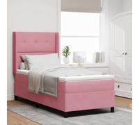 Teenpull Rosa Box Spring Bed with LED Strip Lights, Velvet Upholstered Wooden Frame, Adjustable Headboard, 80 x 200 cm Mattress, Indoor Single Bed for Bedroom Comfort and Modern Style