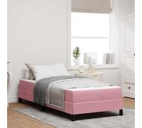 Teenpull Rosa Fabric Box Spring Bed with Mattress, 100 x 200 cm Single Size, Wooden Frame, slatted Support, Medium Firmness, Bedroom Use, 140 kg Capacity, Modern Home Comfort