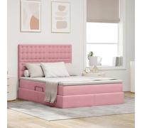 Teenpull Rosa Storage Bed Frame with LED Lights, 140 x 190 cm Mattress, upholstered Velvet headboard, Gas Lift Storage Base, Adjustable Bed Head for Bedroom Use, USB Powered Indoor Furniture