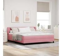 Teenpull Rosa upholstered Box Spring Bed Frame with Adjustable headboard, 180 x 200 cm Mattress, Velvet Finish, Wood Structure, Mattress and Topper Included for Modern Bedroom Comfort and Support