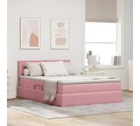 Teenpull Rosa upholstered Storage Bed with somier, Base and Bed Frame, 140 x 200 cm Velvet, Lift up Storage, headboard, Mattress, Metal Structure, Bedroom Space Saving for Adult and Guest Use
