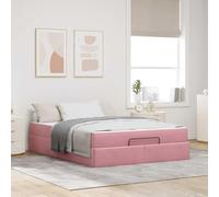 Teenpull Rosa Velvet Bed Frame with Mattress, 2 Piece Set, Plywood Structure, 140 x 200 cm, Built in Storage Drawers, Modern Bedroom Base for Adult and Guest Rooms
