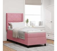 Teenpull Rosa Velvet Box Spring Bed with Adjustable headboard, 80 x 200 cm Mattress, Wooden Frame, Pocket Spring Mattress, Padded Bed Base for Bedroom, Indoor Use, Comfort and Support