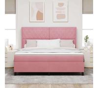 Teenpull Rosa Velvet Box Spring Bed with Mattress 180 x 200 cm, slatted Base, upholstered headboard, Wooden Frame, Medium Firm Support for Bedroom Comfort and Modern Style