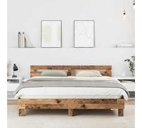 Teenpull Rustic Wood Bed Frame with headboard, Solid Style for Bedroom, 203 x 185 x 70 cm, Fits 90 x 200 cm Mattress, Indoor Use, Stable Support, Easy Assembly