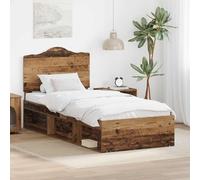 Teenpull Rustic Wood Bed Frame with Solid Pine headboard, Single 90 x 190 cm, slatted Base, Sturdy Platform for Bedroom Comfort, Easy Clean Design for Adult, Child, Guest Room Use