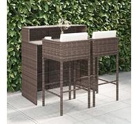 Teenpull Set de Bar de jardín 3 Piezas con Cojines en ratán sintético marrón, Mesa y taburetes con reposapiés para terraza, Patio o Porche, Muebles Exteriores Resistentes y fáciles de Limpiar