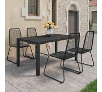 Teenpull Set de Comedor de jardín de 5 Piezas con Mesa de WPC y Aluminio, sillas de ratán PVC y Acero Negro para terraza, Patio o balcón, Muebles de Exterior Resistentes y fáciles de Limpiar