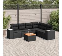 Teenpull Set de Comedor de jardín ratán sintético Negro con 7 Piezas y Cojines Acolchados, Muebles modulares para terraza, Patio o balcón, Resistentes y fáciles de Limpiar para reuniones y Ocio al