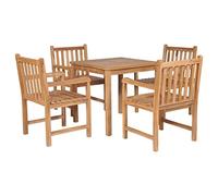 Teenpull Set de Comedor Exterior 5 Piezas Madera Maciza de Teca Natural con Mesa 80x80x77 cm y 4 sillas para terraza jardín Patio balcón Resistente y Duradero para Ocio y reunión