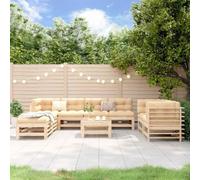 Teenpull Set de Mesa y taburetes Altos jardín Madera Maciza de Pino 9 Piezas con sofá rinconera Modular y reposapiés para terraza Patio Exterior Comedor Descanso Ocio