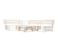 Teenpull Set de Muebles de jardín de palets Madera de Pino Blanco 4 Piezas para terraza Patio Exterior con Banco rinconera otomana Mesa Ideal para Descanso Ocio y reunión al Aire Libre