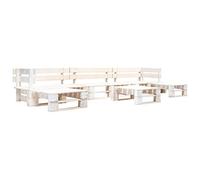 Teenpull Set de Muebles de jardín de palets Madera de Pino Blanco 6 Piezas para terraza Patio balcón con sofá Mesa Banco rinconera Modular Ideal para Descanso y Ocio al Aire Libre