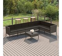 Teenpull Set de Muebles de jardín ratán sintético Gris con Cojines Gris Antracita, 8 Piezas, Modular y Resistente para terraza, Patio o balcón, Incluye sofá, rinconera, Mesa y reposapiés