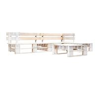 Teenpull Set de Muebles de palés para jardín 4 Piezas Madera de Pino Blanco Resistente para terraza Patio Exterior con Banco rinconera y Mesa Ideal para Descanso y reunión al Aire Libre