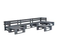 Teenpull Set de Muebles de palets para jardín Gris de Madera de Pino impregnada 6 Piezas con Mesa de Centro y Bancos para terraza Patio balcón Ideal para Descanso y reunión al Aire Libre