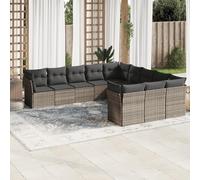 Teenpull Set de sofás de jardín de ratán sintético Gris con Cojines, 11 Piezas modulares para terraza, Patio o balcón, Muebles de Exterior Resistentes, cómodos y fáciles de Limpiar