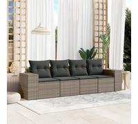 Teenpull Set de sofás de jardín Modular de ratán sintético Gris con Cojines desenfundables y función de almacenaje, Muebles para terraza, Patio o balcón, Resistentes a Rayos UV y fáciles de Limpiar