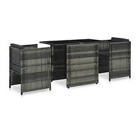Teenpull Set Mesa y sillas jardín ratán sintético Gris con Cojines, 3 Piezas Resistentes para terraza, balcón o Patio, Muebles Exteriores apilables y fáciles de Limpiar para Ocio y reunión