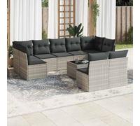 Teenpull Set sofás jardín 10 Piezas con Cojines y función de almacenaje, ratán sintético Gris Claro para terraza, Patio o balcón, Muebles Exteriores modulares Resistentes y fáciles de Limpiar