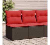 Teenpull Set sofás jardín ratán sintético marrón con Cojines Rojo, 2 Piezas modulares con Almacenamiento, Resistente para terraza, Patio, balcón y Zona Exterior de Ocio