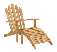 Teenpull Silla Adirondack con reposapiés, madera maciza de teca, resistente a la intemperie, 66 x 151 x 98 cm, tumbona de jardín para terraza y jardín, silla de exterior robusta