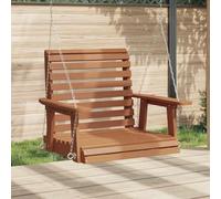 Teenpull Silla colgante de jardín de madera maciza de abeto con cadenas de metal robustas, color marrón, 72 x 63 x 56 cm, para terraza, balcón, porche, resistente a la intemperie, cómodo asiento
