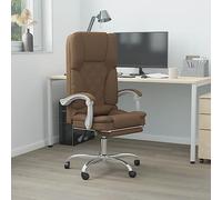 Teenpull Silla de oficina con función de masaje de tela marrón, silla giratoria ergonómica con respaldo y reposabrazos ajustables en altura, rotación de 360 grados, con ruedas y base en cruz para