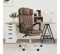 Teenpull Silla de oficina con función de masaje, tejido marrón, silla giratoria ergonómica con altura regulable y reposabrazos para oficina y oficina en casa con respaldo y base en cruz, incluye