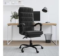Teenpull Silla de oficina con función reclinable de terciopelo negro, silla giratoria ergonómica con respaldo ajustable, reposabrazos y base en cruz, muelle de gas, altura regulable, ruedas para