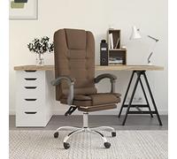 Teenpull Silla de oficina de tela marrón con función de masaje, silla giratoria ergonómica, ajuste de altura, mecanismo basculante, reposabrazos en cruz para oficina, estudio, oficina en casa, con