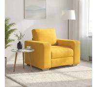 Teenpull Sillón amarillo claro de 60 cm de pana cómodo sillón para salón, dormitorio, oficina, sillón relax robusto con estructura de madera, diseño moderno, máx. 110 kg