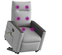 Teenpull Sillón de masaje eléctrico con ayuda para levantarse, funda de tela gris nube, 69 x 86 x 100 cm, sillón de relax con 6 puntos de masaje vibratorio y función reclinable para salón, esquina de