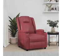 Teenpull Sillón de relax de piel sintética con respaldo ajustable y reposapiés, 75 x 88 x 100 cm, función reclinable manual, 2 soportes para bebidas, sillón tapizado para salón y rincón de lectura
