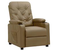 Teenpull Sillón de relax de piel sintética marrón capuchino con función reclinable manual, respaldo ajustable y reposapiés, cómodo sillón tapizado para salón, dormitorio y rincón de lectura