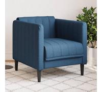 Teenpull Sillón de tela azul, sillón tapizado moderno con patas de madera maciza, cómoda silla de salón para relajarse, 69 x 76,5 x 74,5 cm, máx. 110 kg, muebles duraderos