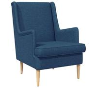 Teenpull Sillón moderno azul con tapizado de tela y patas de madera de caucho, 62 x 79 x 90 cm, cómodo sillón tapizado para salón y dormitorio, incluye cojín extraíble y ergonómico