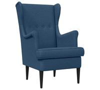 Teenpull Sillón moderno azul con tapizado en tela, marco de metal y patas de madera, 65 x 79 x 100 cm, acolchado con espuma, ideal como sillón de salón, sillón de lectura o sillón de televisión para