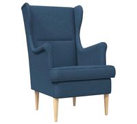 Teenpull Sillón moderno azul con tapizado en tela, respaldo alto, estructura metálica y patas de madera, 65 x 79 x 100 cm, cojín de asiento extraíble, salón, dormitorio, rincón de lectura, sillón de