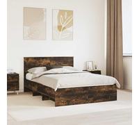 Teenpull Smoke Oak Bed Frame with headboard, Engineered Wood, 160 x 200 cm, Modern Interior Use, Sturdy Support, Easy Clean, 200 kg MAX Load, Home Assembly