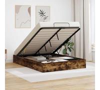 Teenpull Smoke Oak Ottoman Bed Frame 193 x 135 x 25 cm Engineered Wood Gas Lift Storage Base Bed Frame for Bedroom, Easy Assembly, 240 kg Load Support, Modern Sleeping Space