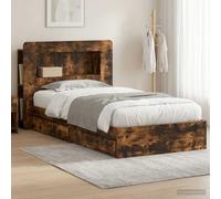 Teenpull Smoke Oak Storage Bed Frame 90 x 200 cm, slatted Base, Drawer Storage, headboard, Engineered Wood, Bedroom Platform Bed for Indoor Use, Space Saving, One Sleeper, Easy Assembly