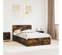 Teenpull Smoke Oak Wooden Bed Frame with Headboard 120 x 190 cm, Engineered Wood, slatted Base, Durable Platform for Bedroom, Guest Room, and Everyday Rest