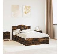 Teenpull Smoky Oak Bed Frame 135 x 190 cm Engineered Wood, Storage Bed Base with 6 Hidden Drawers, headboard Included, Indoor Bedroom Sleeping Support for Adults and Guests