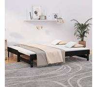 Teenpull Sofá Cama extraíble Negro para Dormitorio y salón Estructura de Madera de Pino Maciza con Base de láminas para Descanso y Dormir en Espacios pequeños, Ideal para Invitados y Uso Diario