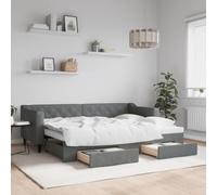 Teenpull Sofá Cama Nido con cajones de Tela Gris Oscuro 80x200 cm Estructura Resistente con Almacenamiento, Cama abatible y Soporte para Dormitorio Juvenil o Adulto Ideal para hogar