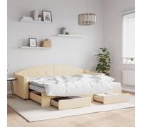 Teenpull Sofá Cama Nido con cajones en Tela Color Crema 80x200 cm Estructura Resistente Soporte de Espuma colchón abatible para Dormitorio y hogar con Amplio almacenaje
