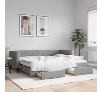 Teenpull Sofá Cama Nido con cajones en Tela Gris Claro de 80x200 cm Estructura Resistente para Dormitorio y hogar con Amplio almacenaje y Soporte abatible Ideal para Invitados y Espacios pequeños