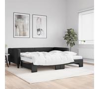Teenpull Sofá Cama Nido con colchón de Tela Negro 100x200 cm Estructura Resistente para Dormitorio y hogar con Almacenamiento abatible y Soporte cómodo Ideal para Invitados y Espacios pequeños